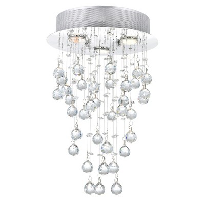 CWI Lighting Rain Drop 3 Light Flush Mount With Chrome Finish