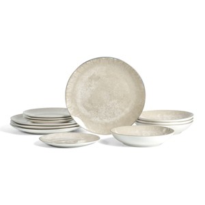 Christian Siriano Onyx 12-Piece Dinnerware Set Porcelain, Service