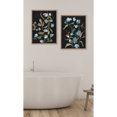 Sylvie Blue Floral Beaded Framed Canvas Art Set, 18x24