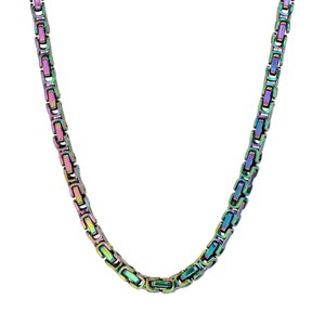 Steeltime Men's stainless steel byzantine necklace. Color Options: Multicolored, Gold/Brown, Silver, Blue/Black, Blue/Gold - 1 of 4