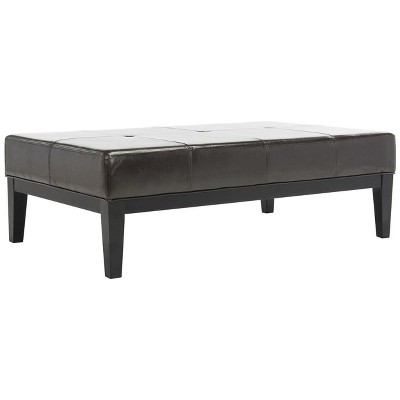 Brown Tufted Bicast Leather Cocktail Ottoman
