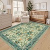 Vintage Floral Area Rug Washable Rugs Stain Resistant Easy Cleaning Indoor Carpet With Non-Slip Backing Low Pile Rug - 2 of 4