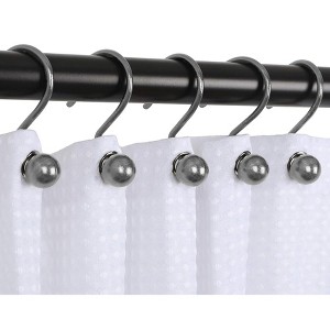 Home Mart Goods 12 Piece Set - Nickel Black Heavy Duty Ball Shower Curtain Hooks Rings Rustproof Metal - 1 of 4