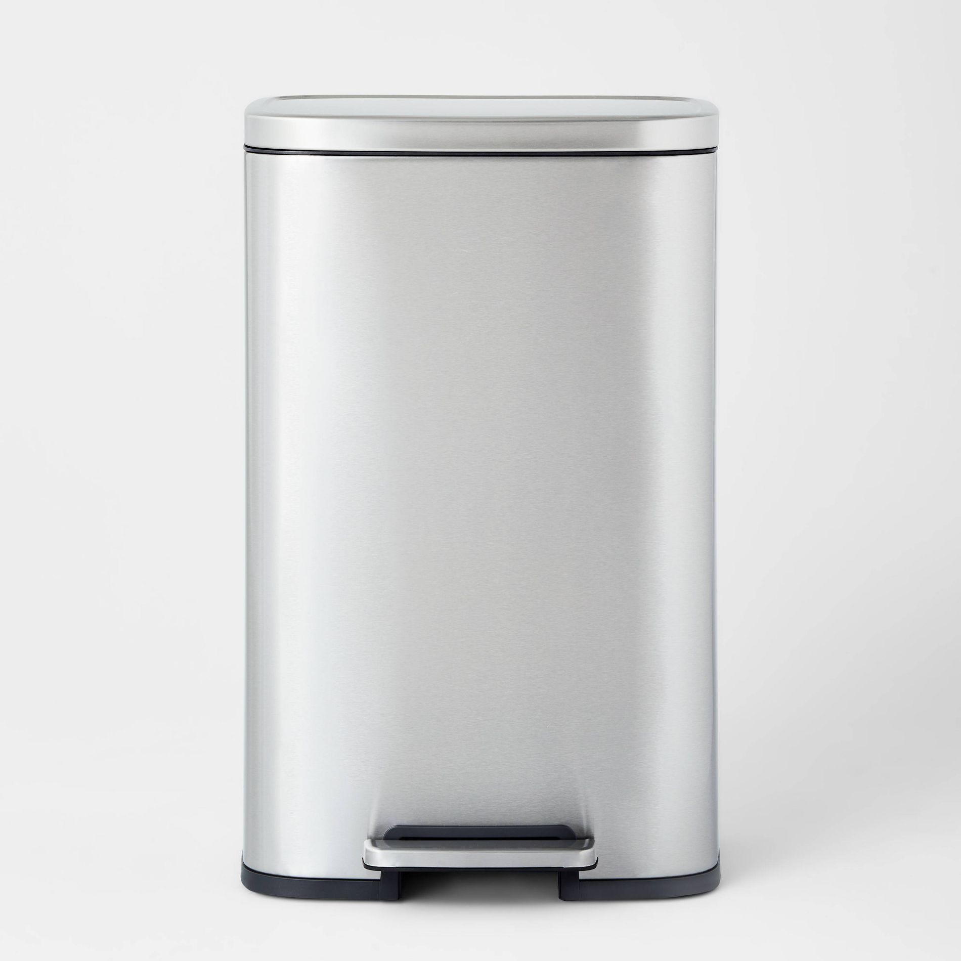 45L Rectangular Step Trash Can Silver - Brightroom™: Stainless Steel, Quiet Pedal Lid, Removable Liner, Kitchen Use