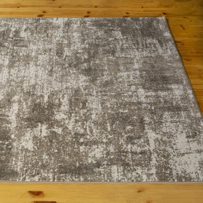 Beige Abstract Synthetic 2' x 7' Area Rug