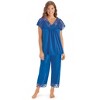 Collections Etc Lace Trim Silky Capri Pj Set - 3 of 4