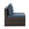 Syemin 5PCS Patio Seating Rattan Furniture Set Sectional Sofa Cushioned Garden, Tempered Glass Table, Blue, 28.94"*28.55"*24.8" - 4 of 4