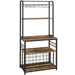 Yaheetech 65" Wine Bakers Rack Freestanding Wine Rack with Glass Holder and Wine Storage, Rustic Brown