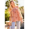 Slickblue Women's Balloon Sleeve Floral Blouse, Strap Halter Neck Lightweight Top, Romantic Look, Sea Foam/Terracotta, S-L - 2 of 4