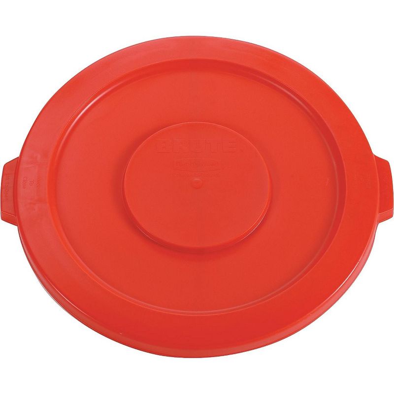 Rubbermaid Commercial Round Flat Top Lid for 32-Gallon Round Brute Containers 22 1/4" dia. Red, 2 of 3