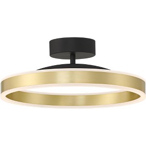 Possini Euro Design Eliza 16" Modern Semi Flush-Mount Ceiling Light Fixture Kitchen Foyer Hallway Ring Round LED Matte Black Antique Brass Finish - 1 of 4
