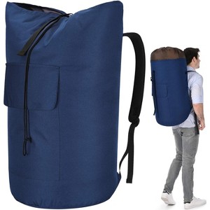 115L Laundry Backpack, Padded Shoulder Strap, Sturdy Hanging Dorm Laundromat Bag - 1 of 4