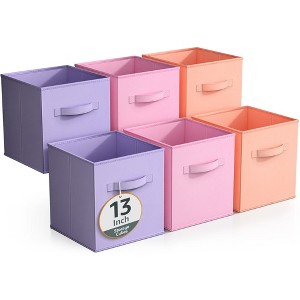 Sorbus 6 Pack 13 Inch Foldable Storage Cubes with Handles- for Organizing Home, Shelves, Nursery, Playroom, Closet and More - 1 of 4