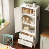 Racxily White Metal Kitchen Pantry Cabinet Adjustable Storage, Heavy Duty Freestanding Pantry Organizer for Kitchen, Pantry, Living Room - 2 of 4