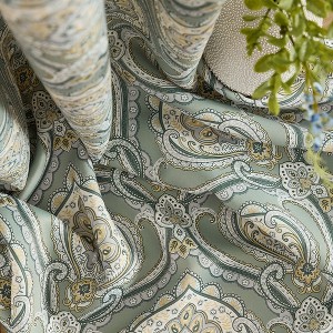 HLC.ME Messina Paisley Damask Back Tab Rod Pocket - Light Reducing Window Curtain Panels, Set of 2 - 1 of 4