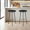 Royal Hampton 24.5 Backless Barstool with Round Mango Wood Seat | PVD Coating | Gold Footrest | Iron Legs - 2 of 4