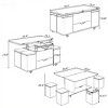 39'' MDF Wood Lift‑Top Coffee Table with Hidden Storage for Living Room,Multi-Functional Coffee Table with 4 Stools for Small Space-Coolbibila - 4 of 4