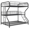 Full Over Twin Over Full Metal Bunk Bed with Ladder and Guardrails - 2 of 4