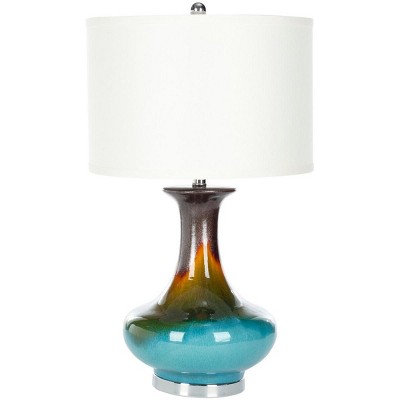 Georgia Reactive Blue Ceramic Table Lamp with White Shade
