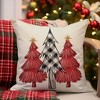 Christmas Pillow Covers 18x18 Inch Set of 2 Black Buffalo Check Red Pink Christmas Tree - 4 of 4