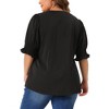 Agnes Orinda Women's Plus Size V Neck Puff Ruffle Sleeves Dressy Casual Summer Blouse - 4 of 4