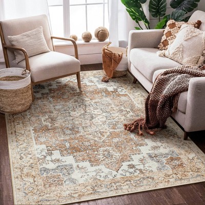 Abynow Faded Medallion Indoor Area Rug-5' x 7'-Orange