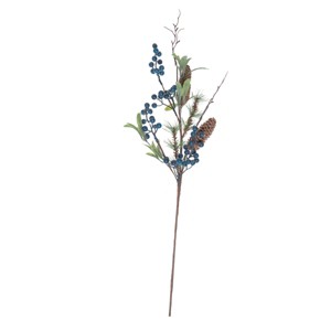 C&F Home Blue Berry/Pinecone & Leaves Decorative Floral Pick - 1 of 1