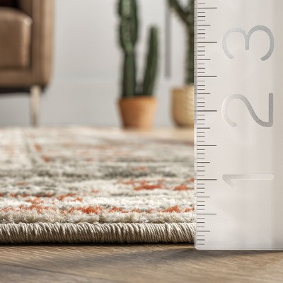 Beige Medallion Synthetic Runner Rug 2'6" x 8'
