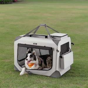 36-Inch Soft Dog Crate, Collapsible Portable for Indoor Outdoor Use - Secure Kennel with Zippers for Home, Car, Travel Camping - 1 of 4
