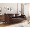 Mid-Century Modern 3-Seat Sofa, Tufted Design Sofa with Bolster Pillowsfor Living Room, PU Leather Couch with Wood Legs-Coolbibila - 3 of 4