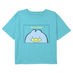Girls KPop Demon Hunters Hello Friend Duck Card Cropped T-Shirt - 1 of 4