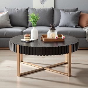 31.5" Stainless Steel Pedestal Drum Coffee Table - 1 of 4