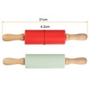 Unique Bargains Silicone Smooth Non-Stick Wooden Handle Kitchen Rolling Pin 2 Pcs - 2 of 4