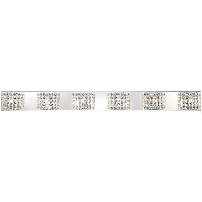 Vienna Full Spectrum Modern Wall Light Chrome Hardwired 54 3/4" Wide 6-Light Fixture Clear Crystal Accents Bathroom Vanity