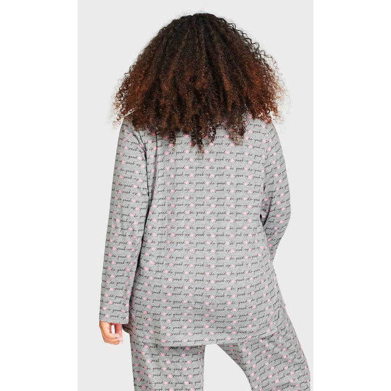 Women's Plus Size Button Through Sleep Top - gray | AVENUE, 2 of 7