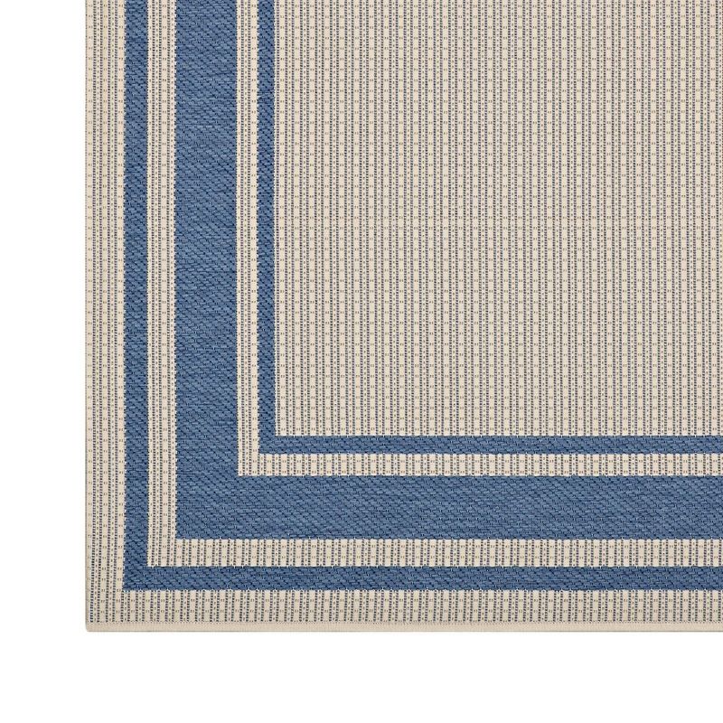 Modway Rim Solid Border 5 x 8 Foot Indoor I Outdoor Accent Area Rug for Kitchen, Bedroom, Play Room, Living Room, and Dining Rooms, Blue and Beige, 2 of 7