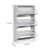 Syemin Shoe Racks Narrow Shoe Storage Cabinet with Mirror,Large Size Shoe Cabinet, Wood Slim Shoe Rack Shoe Organizer, White, 23.6"*9.06"*41.73" - 3 of 4