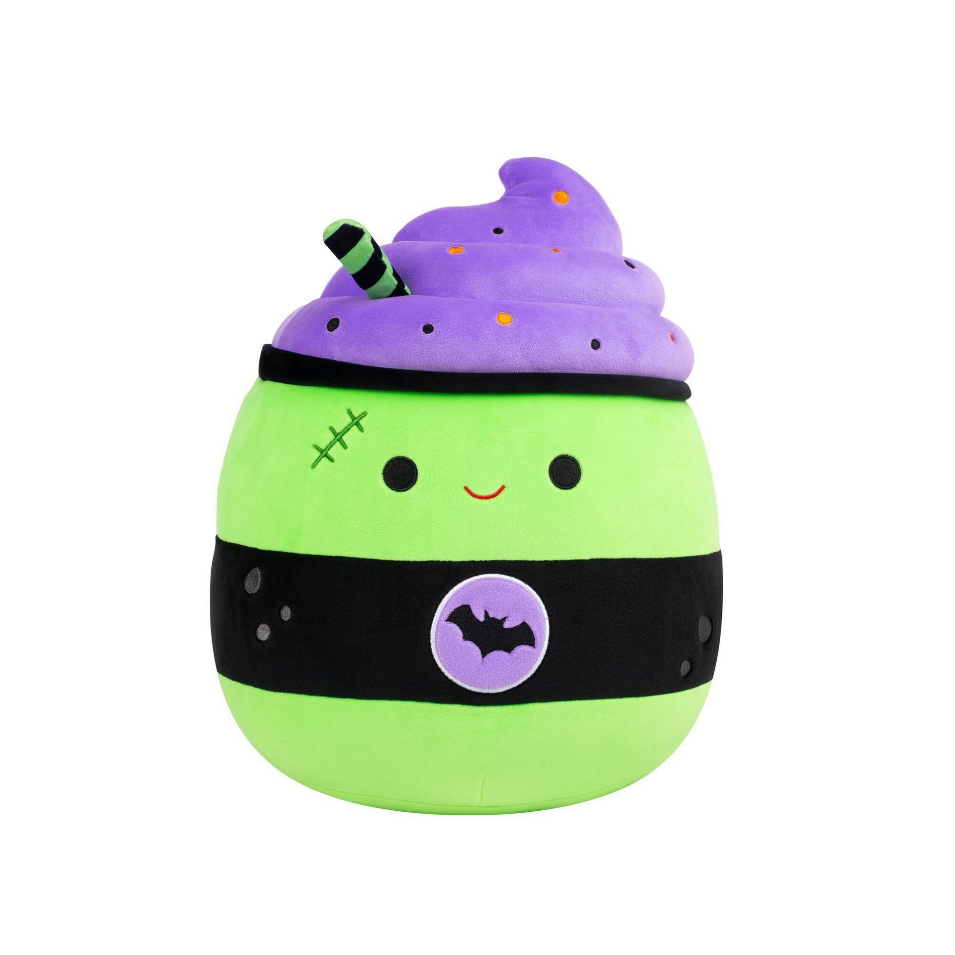 Squishmallows 12" Green and Purple Latte with Stitches and Bat logo Medium Plush
