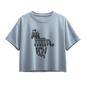 Girls' - Instant Message - Aztec Horse Short Sleeve Boxy Graphic T