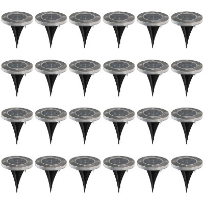 Sunnydaze Outdoor Landscape Driveway Solar Powered Garden Pathway Ground Stake Bright White LED Lights - 24pk