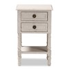 Baxton Studio Lenore Country Cottage Farmhouse 2 Drawer Nightstand White: Bedside Table with Anti-Tip Hardware - 2 of 4