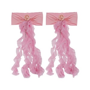 Unique Bargains Flower Chair Belt Stretch Chair Sashes 13.78"x5.91" Pink 2 Pcs - 1 of 4