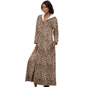 Dreams & Co. Long Hooded Fleece Sweatshirt Robe - 1 of 4
