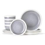 American Atelier Spiral 12 Piece Dinnerware Set - Steel Grey