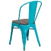 ADILE Metal Stackable Dining Chairs with Wood Seat, Teal-blue - 4 of 4