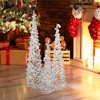 Northlight LED Lighted Glittered Cone Tree Christmas Decorations - 39.25" - White - Set of 3 - 2 of 4