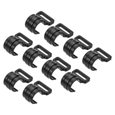 Unique Bargains Outdoor Camping ID C Shape Plastic Clamp Tent Pole Clips 19mm Black Set of 10