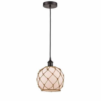 Farmhouse Rope - 1 Light Cord Hung Mini Pendant In Industrial Style-10.75 Inches Tall and 8 Inches Wide