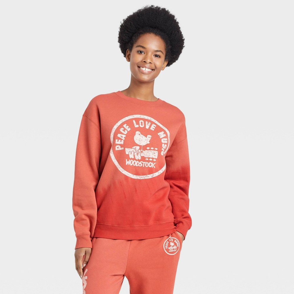 Women's Woodstock Graphic Sweatshirt - Red Tie-Dye XS