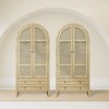 Kitchen Pantry Cabinet with Drawers, Arched Storage Cabinet with Adjustable Shelves, Rattan Doors, Display Cabinet for Living Room-The Pop Home - 2 of 4